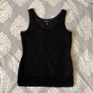 INC - Black Lace Floral Tank Top Blouse